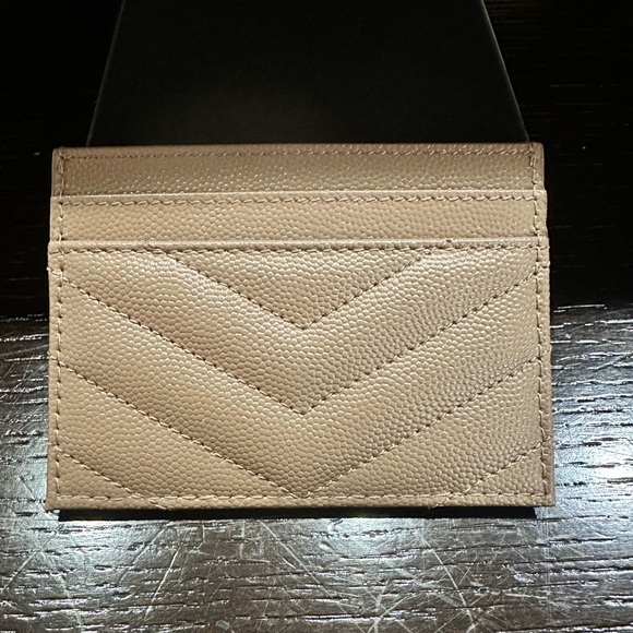 Saint Laurent Beige Card Holder with Gold Logo - Picture 3 of 5